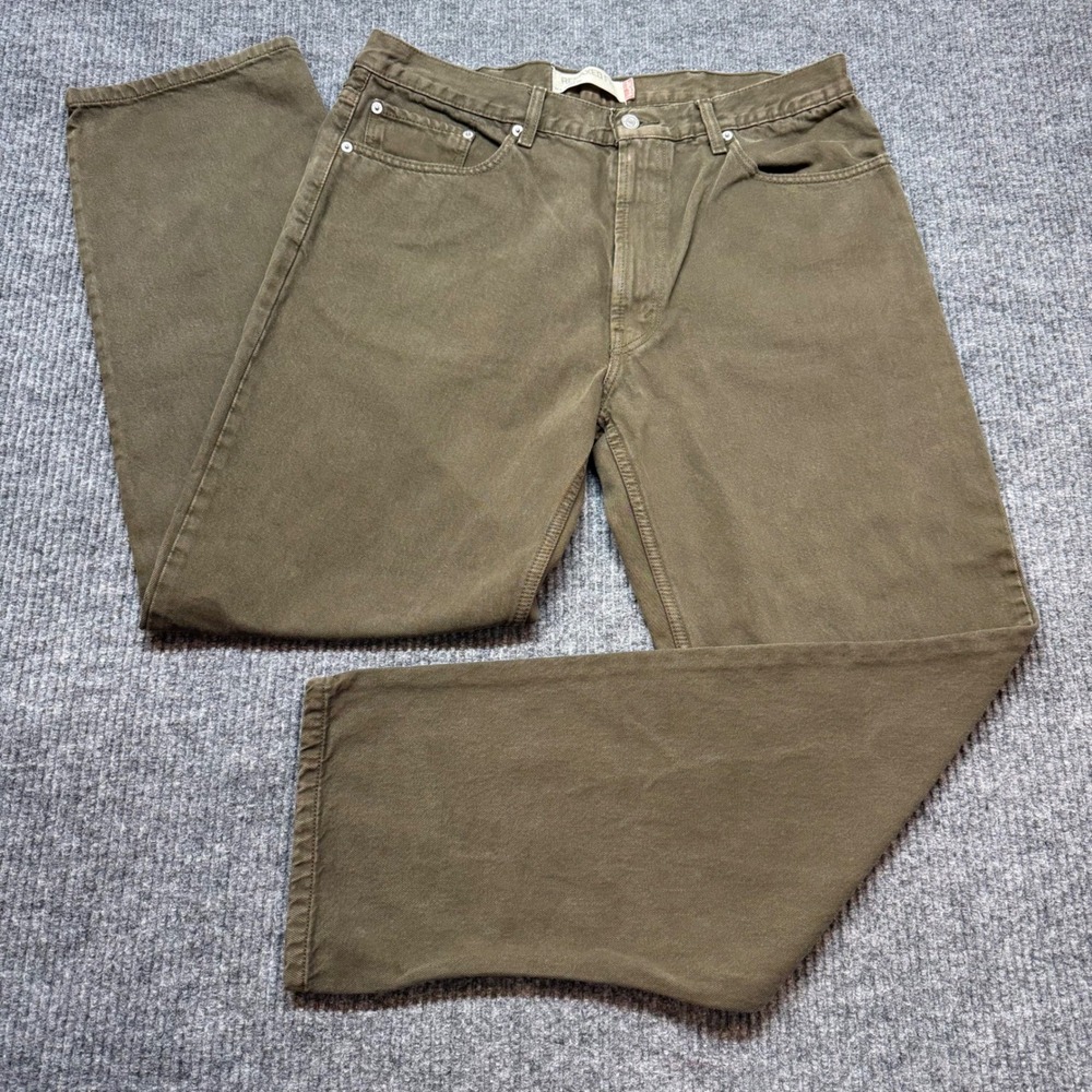 Vintage Levi's 550 38x34 Olive‎ Green Relaxed Fit Jeans 90s Grunge Workwear